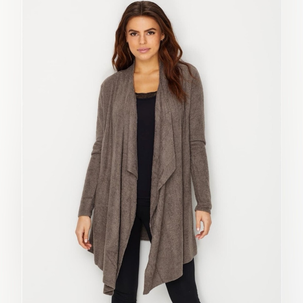 BAREFOOT DREAMS Bamboo Chic Lite Open Cardigan Mocha Brown Size 3X